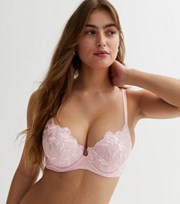 New Look Pink Floral Lace Boost Bra